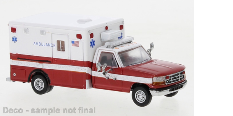 Cars & Trucks 1:87: Feuerwehr Ford F-350 Horton Ambulance, weiss/rot # ...