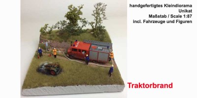 Diorama-Traktorbrand